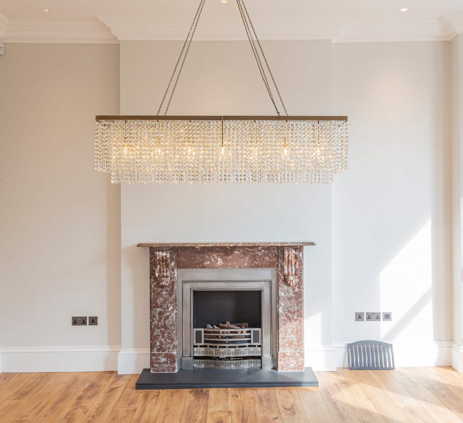 Wilmslow Crystal Rectangular Chandelier Antique Brass