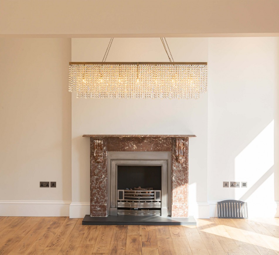 Wilmslow Crystal Rectangular Chandelier Antique Brass