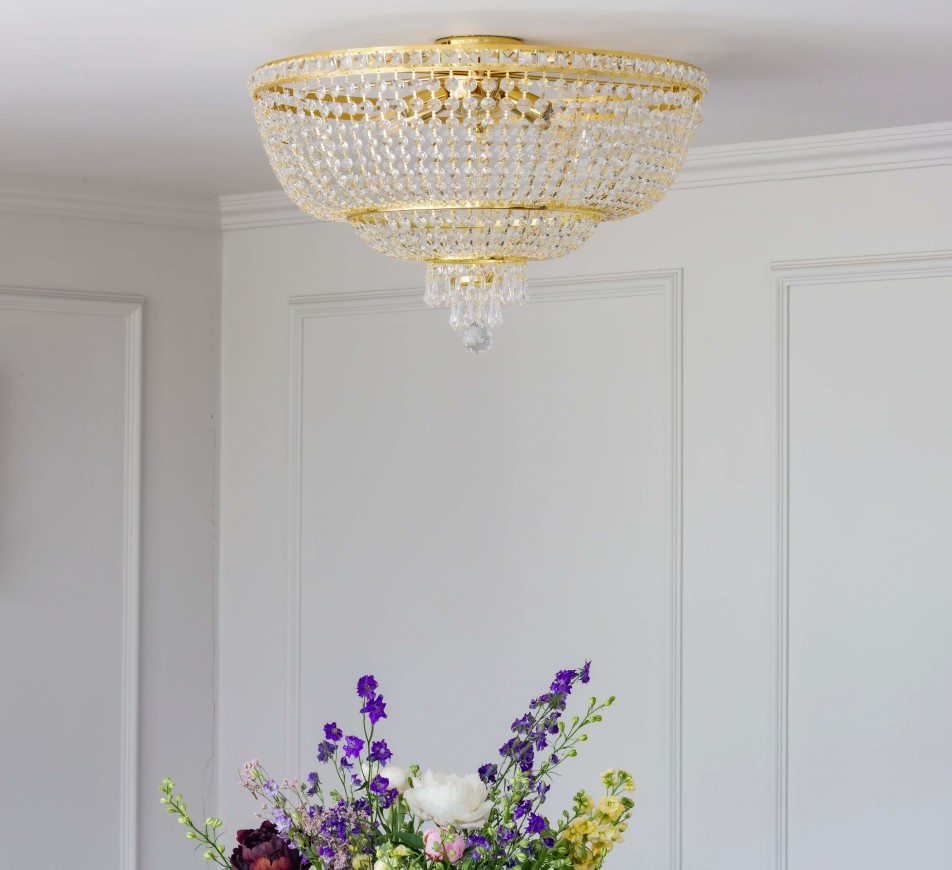 Malvern Crystal Ceiling Chandelier Gold