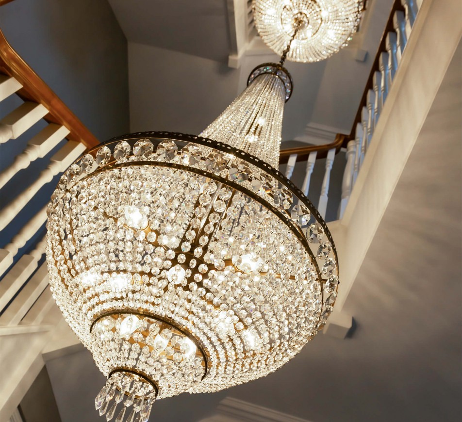 Triple Staircase Lansdown Basket Chandelier