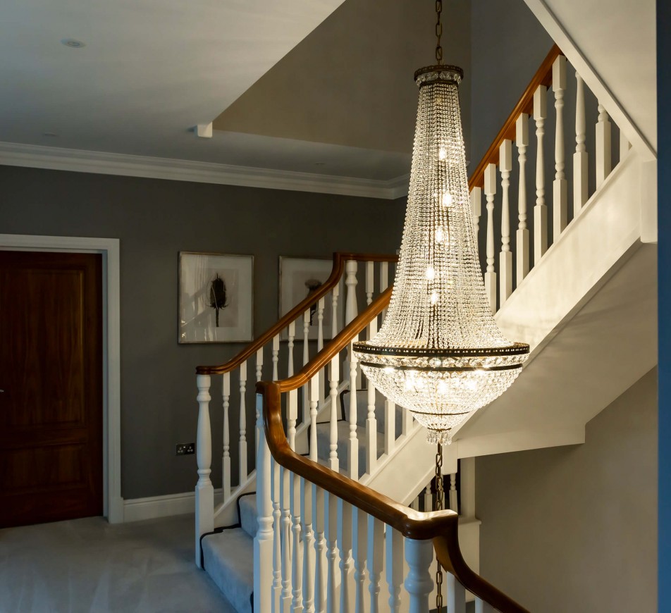 Triple Staircase Lansdown Basket Chandelier