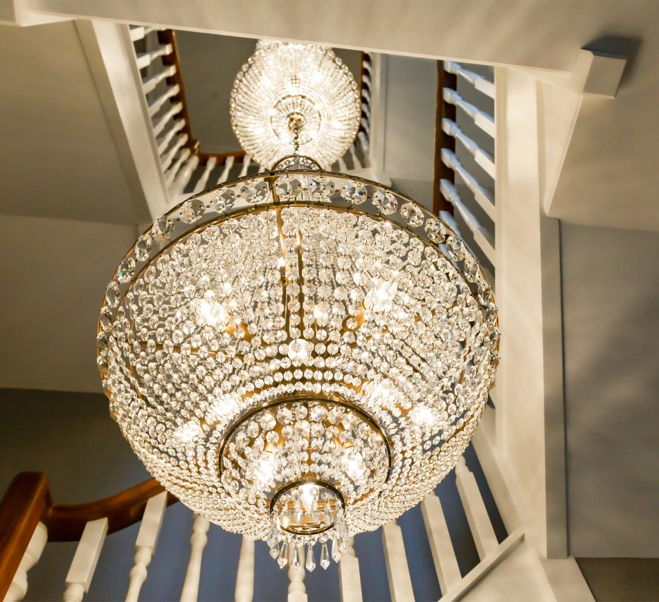 Triple Staircase Lansdown Basket Chandelier