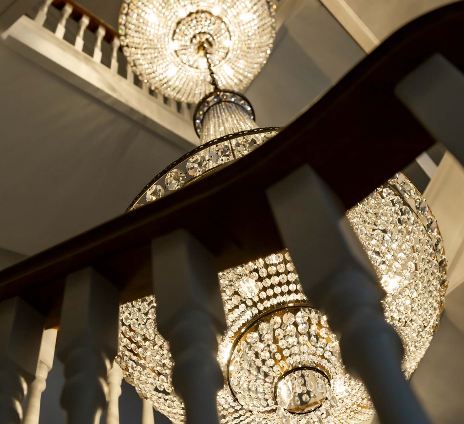 Triple Staircase Lansdown Basket Chandelier