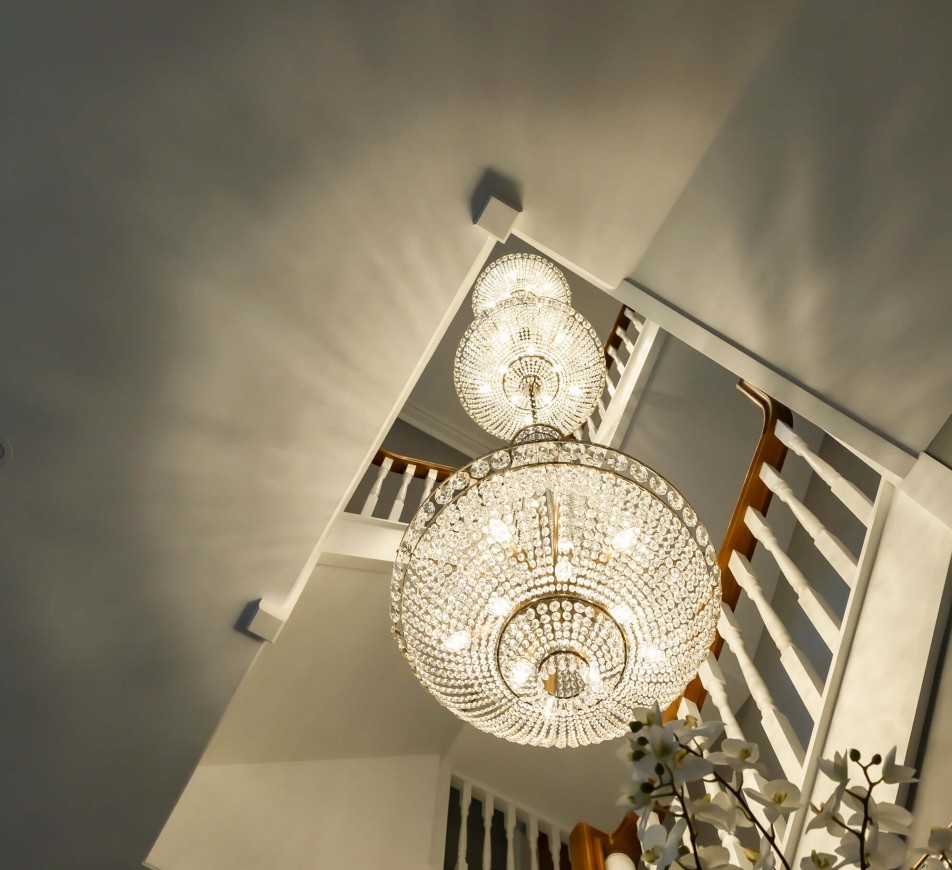 Triple Staircase Lansdown Basket Chandelier