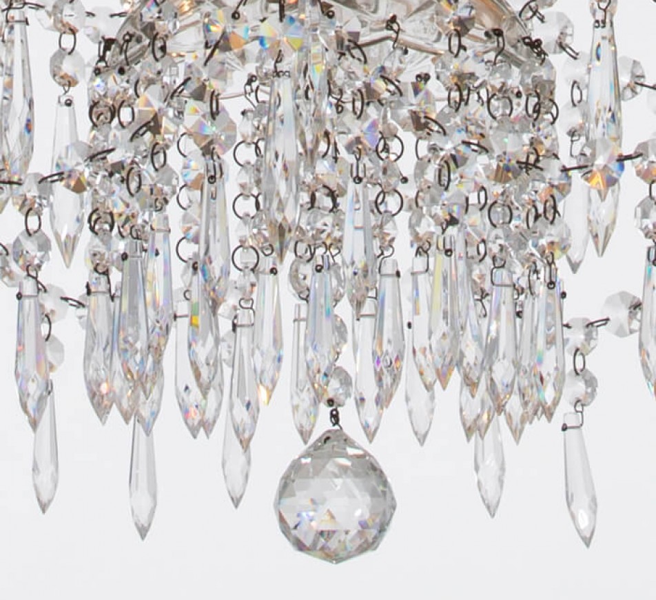 Georgian Crystal Chandelier Belgravia with Large Single Silk Shade