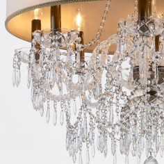 Georgian Crystal Chandelier Belgravia with Large Single Silk Shade