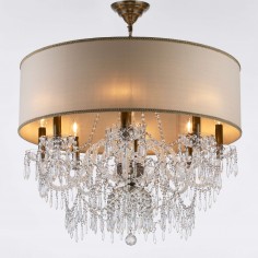 Georgian Crystal Chandelier Belgravia with Large Single Silk Shade