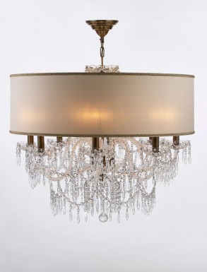 Georgian Crystal Chandelier Belgravia with Large Single Silk Shade