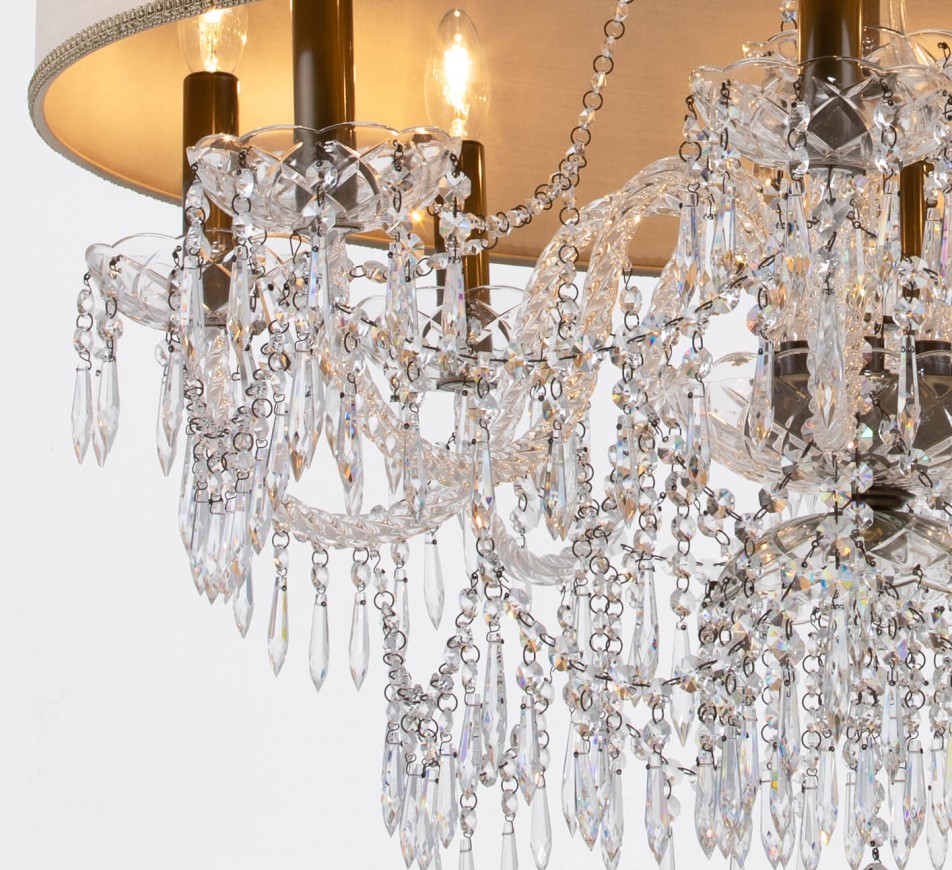 Georgian Crystal Chandelier Belgravia with Large Single Silk Shade