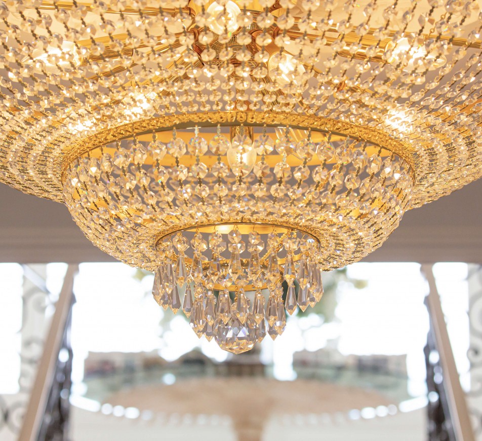 Large Ceiling Crystal Chandelier Gold