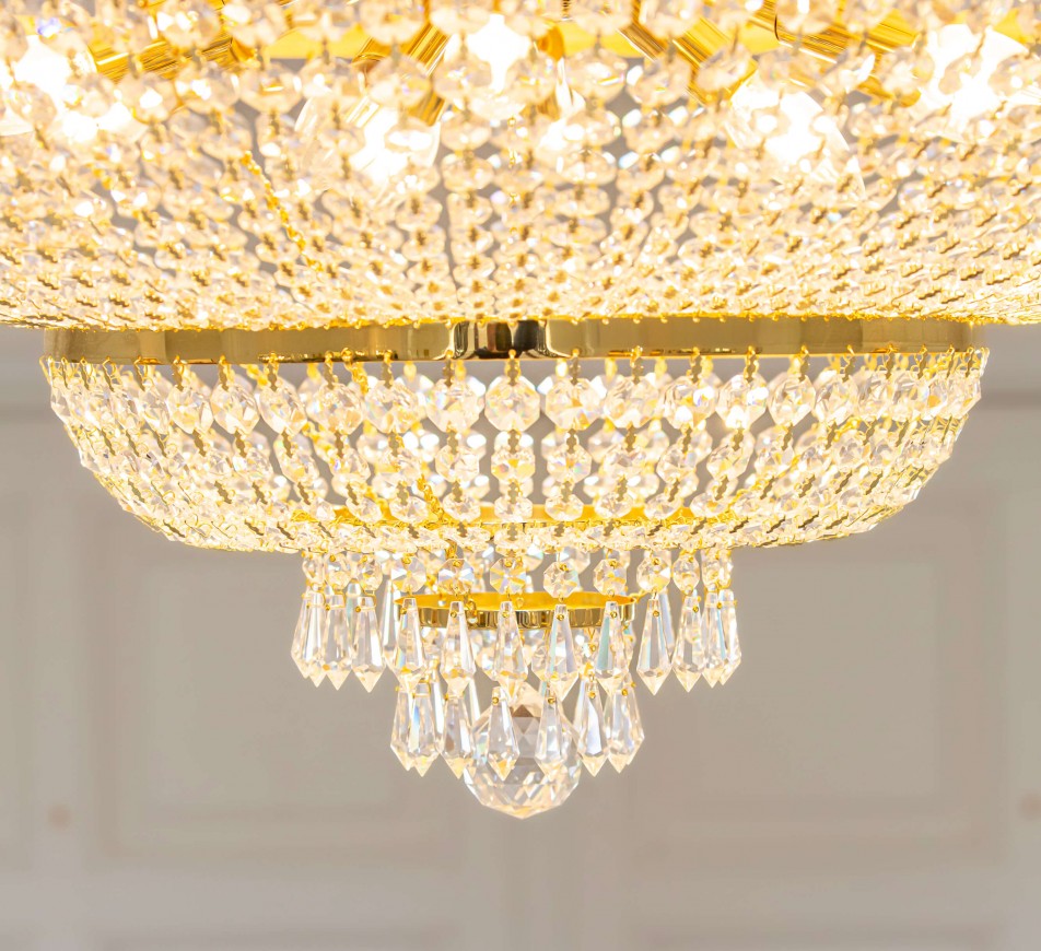 Large Ceiling Crystal Chandelier Gold