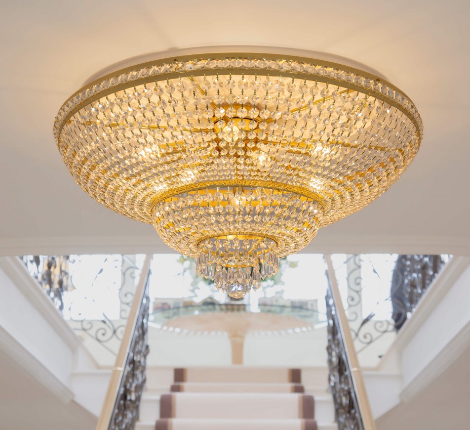 Large Ceiling Crystal Chandelier Gold