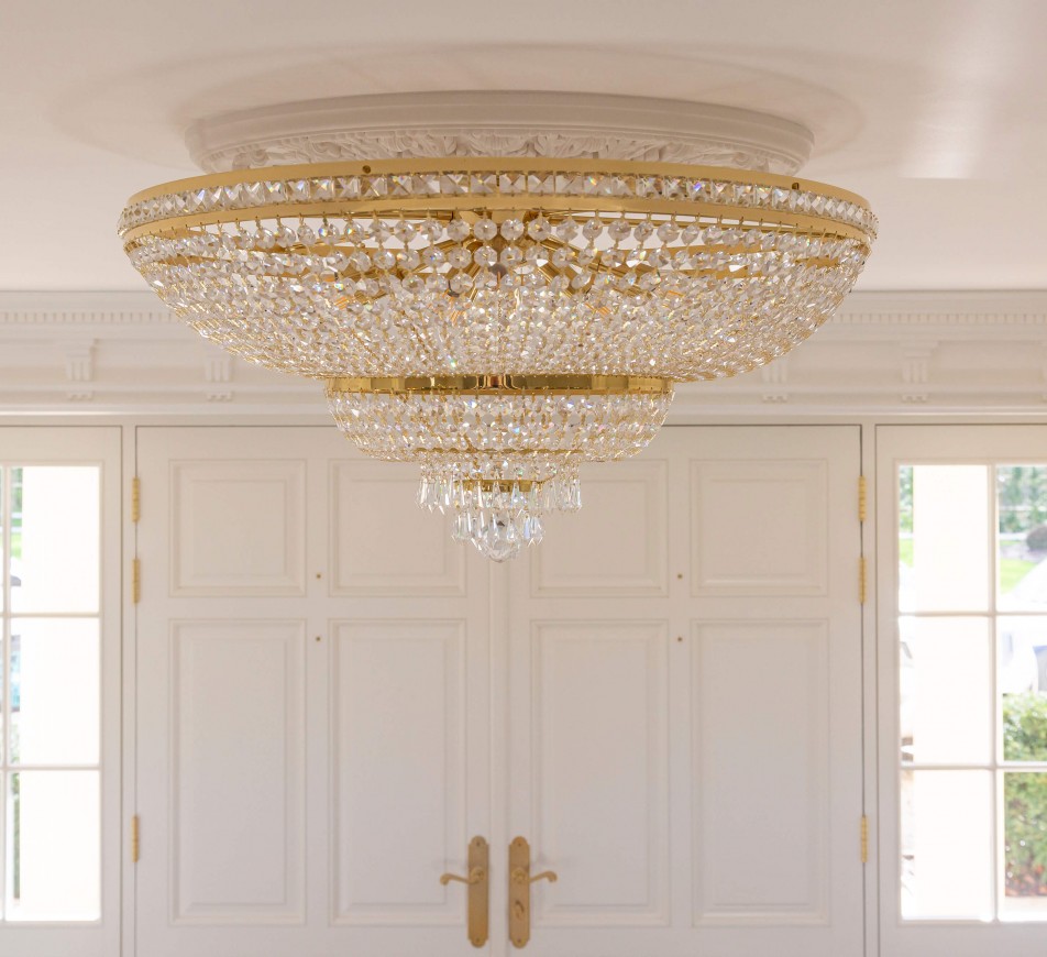 Large Ceiling Crystal Chandelier Gold