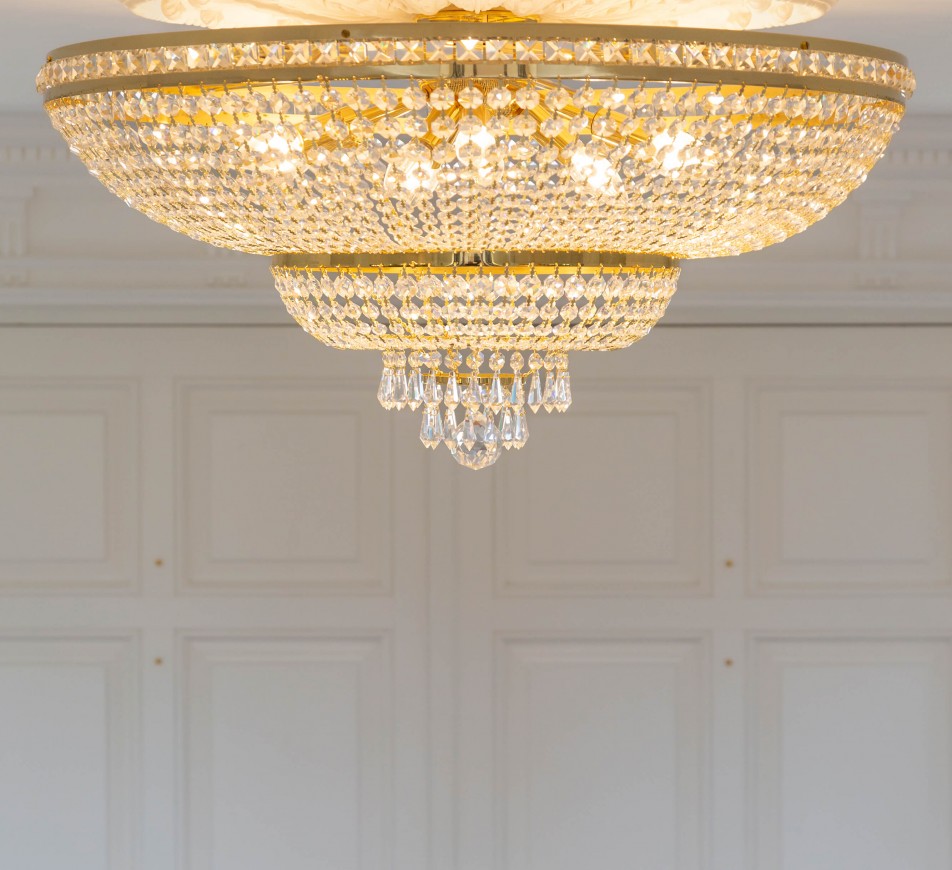 Large Ceiling Crystal Chandelier Gold