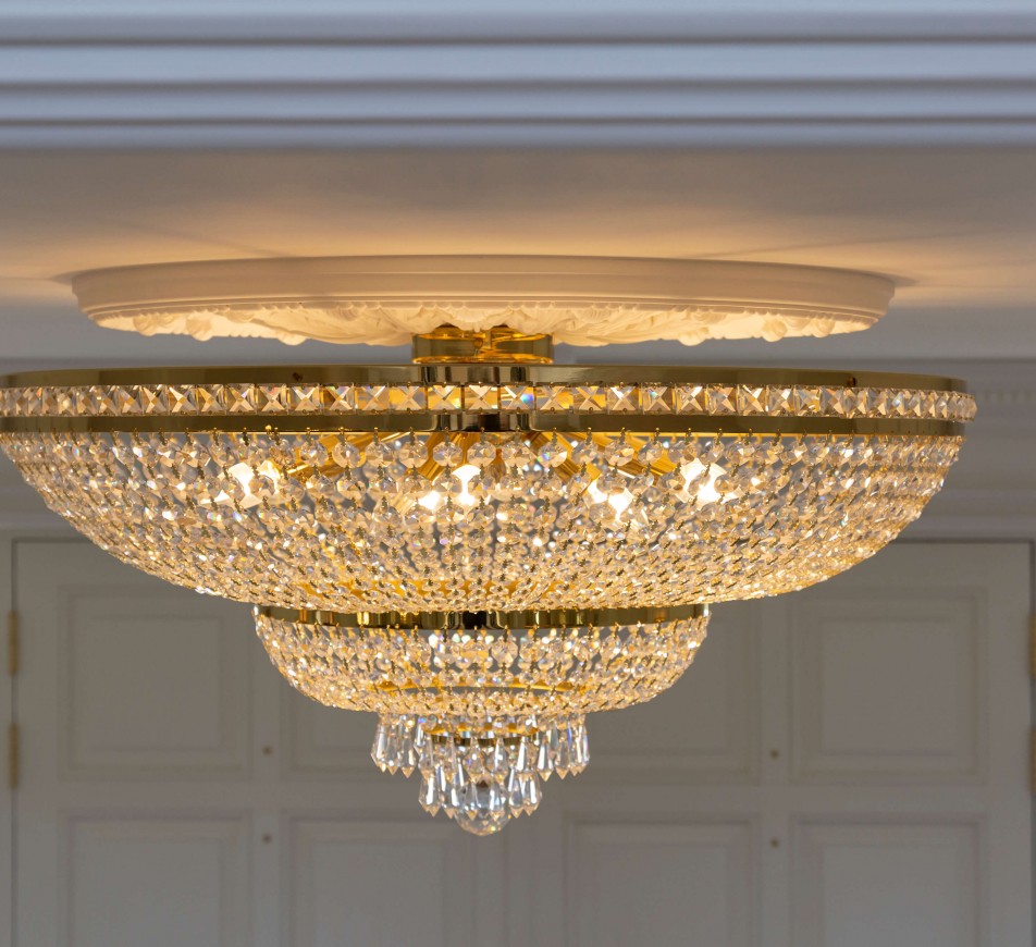 Large Ceiling Crystal Chandelier Gold