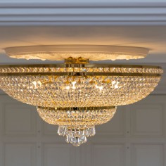 Large Ceiling Crystal Chandelier Gold