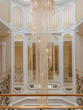 Custom Cascading Crystal Staircase Chandelier