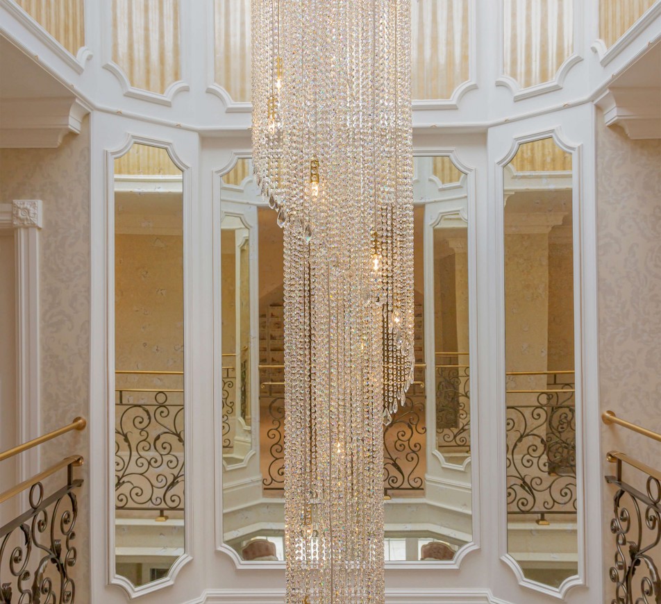 Custom Cascading Crystal Staircase Chandelier