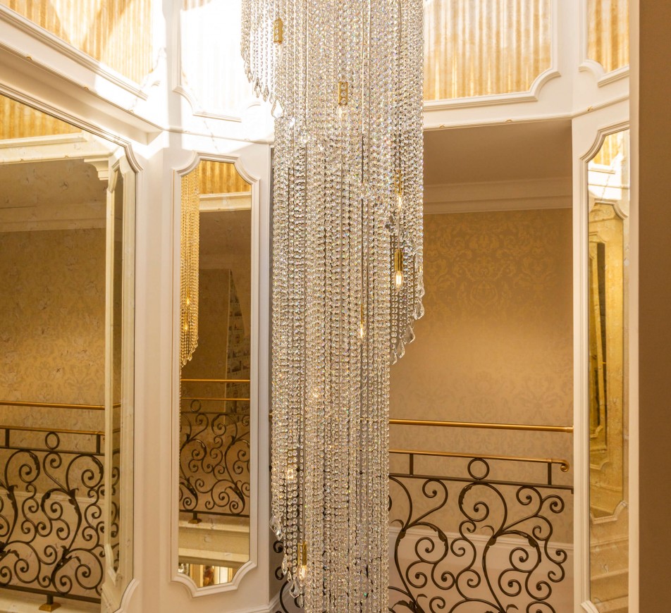 Custom Cascading Crystal Staircase Chandelier