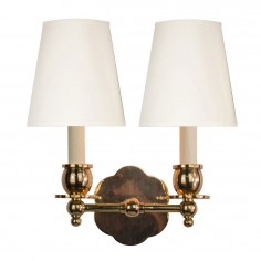 Scallop Brass Sconce Double With a Shade