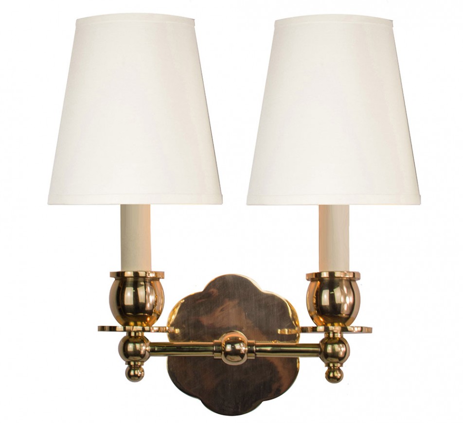 Scallop Brass Sconce Double With a Shade