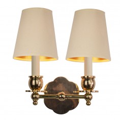 Scallop Brass Sconce Double With a Shade