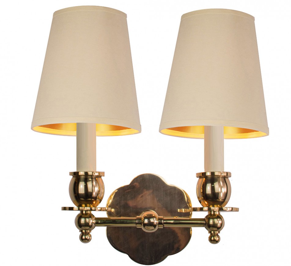 Scallop Brass Sconce Double With a Shade