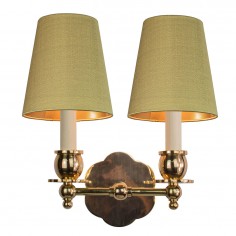 Scallop Brass Sconce Double With a Shade