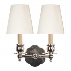 Scallop Brass Sconce Double With a Shade