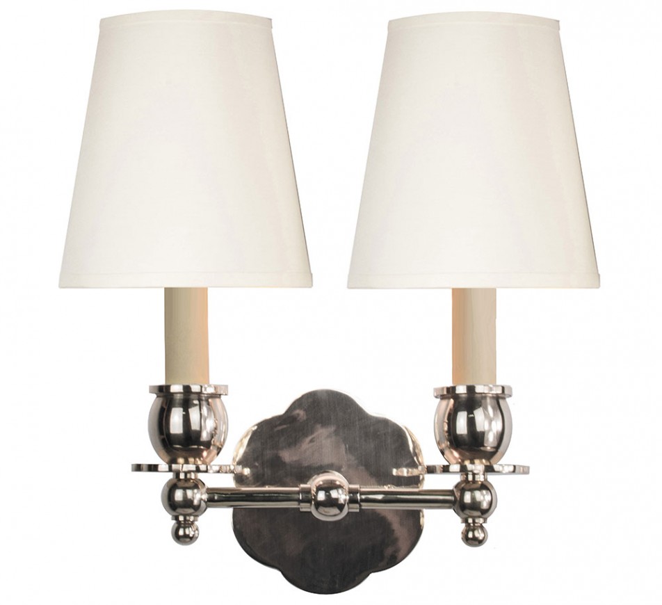 Scallop Brass Sconce Double With a Shade