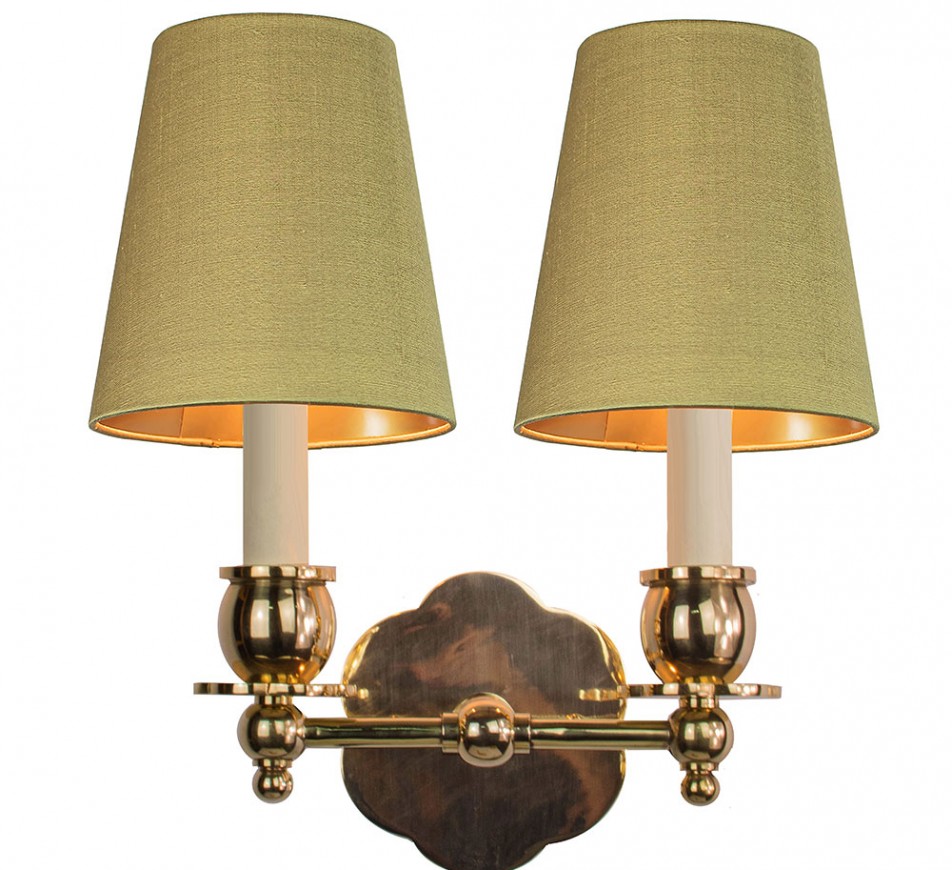 Scallop Brass Sconce Double With a Shade