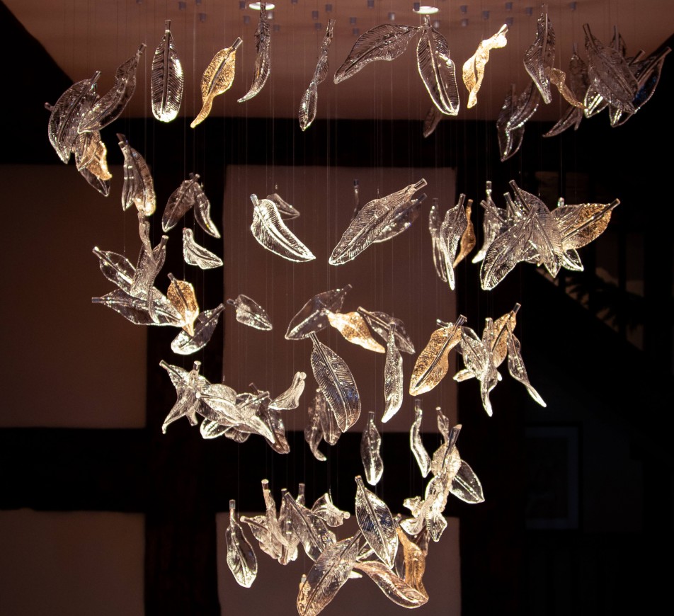 Feathers in the wind Bespoke Lighting Arrangment