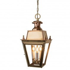 Battledown Hanging Outdoor Lantern Medium 3 Bulbs Polished Brass Unlacquered