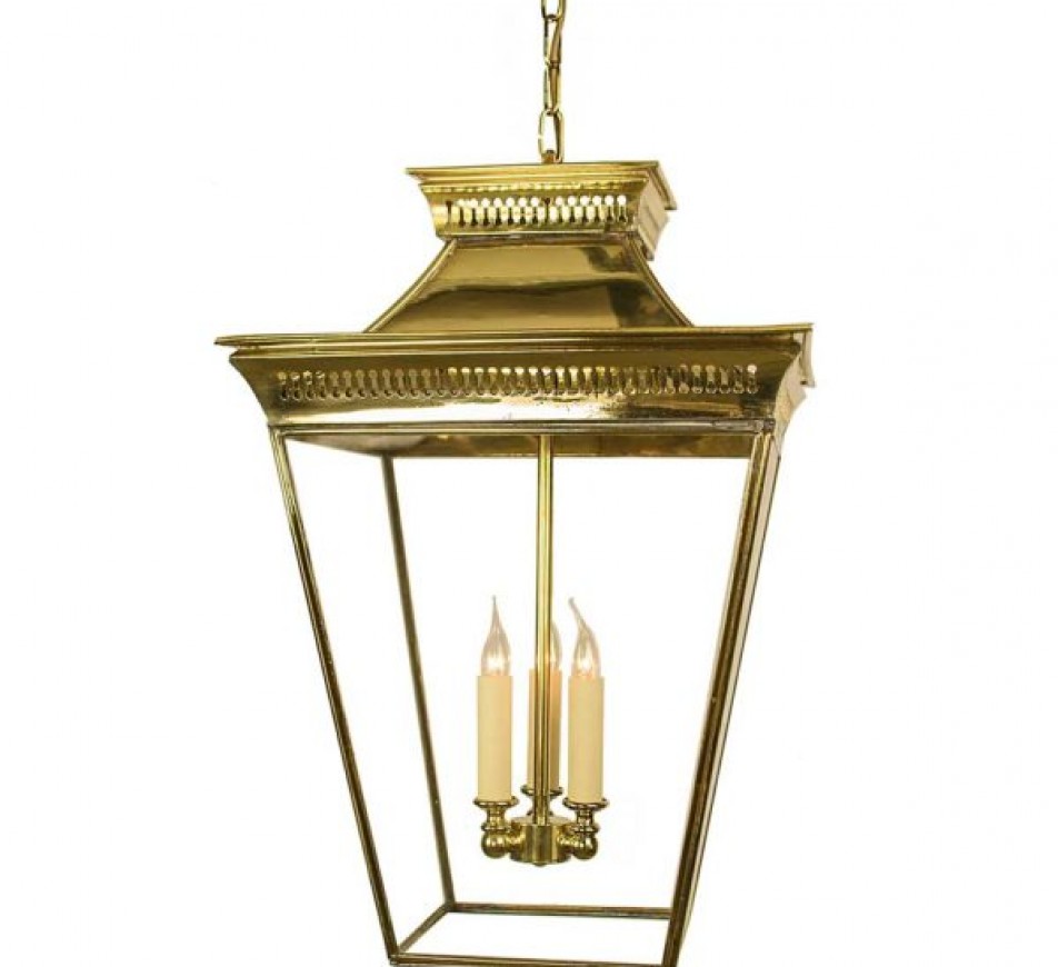 Large Pittville Hanging Lantern Distressed Antique Brass